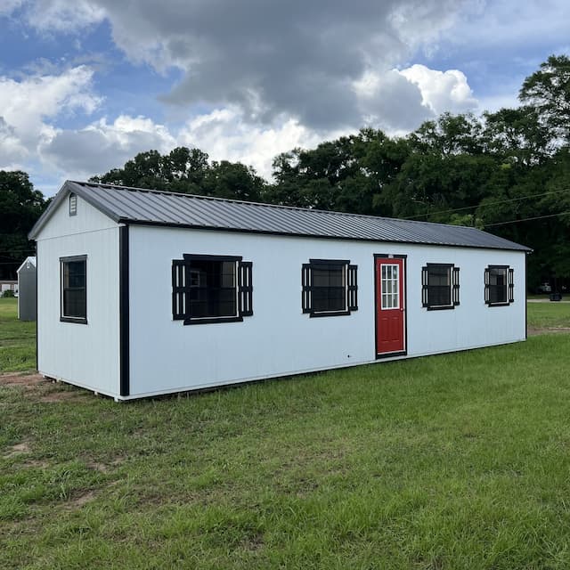 12x40 Side Cabin with Electrical and Interior Framing - White